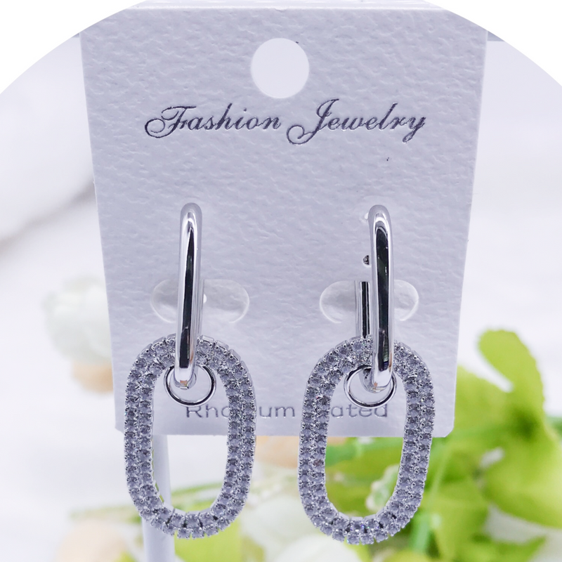 C.Z Rhodium Plated Crystal Earring