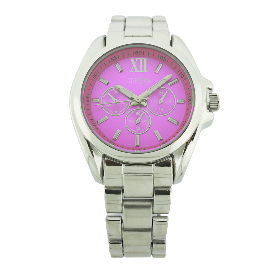 Round Face Lady Link Watch With 3 Small Eyes（Silver）