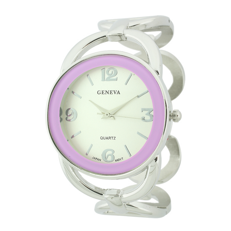 Round Face Color Ring Cuff Watch.
