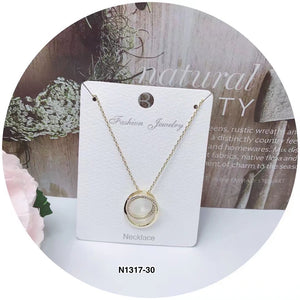 Two circle cross C.Z Crystal Necklace