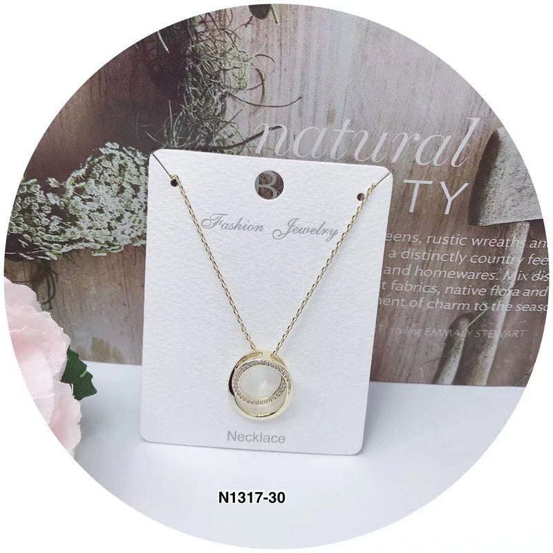 Two circle cross C.Z Crystal Necklace