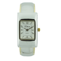 Rectangle Plain Face Hard Plastic Cuff Watch(Metal)