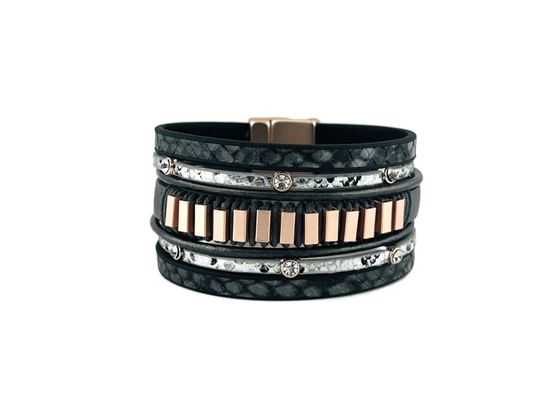 Genuine leather magnetic bracelet