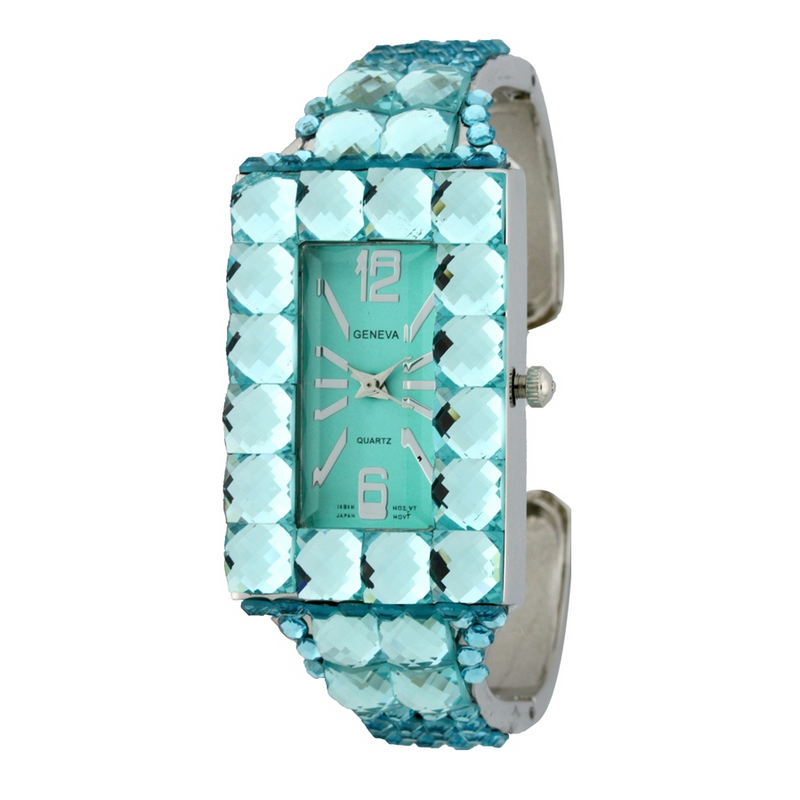 RECTANGLE FACE FANCY CRYSTAL CUFF WATCH