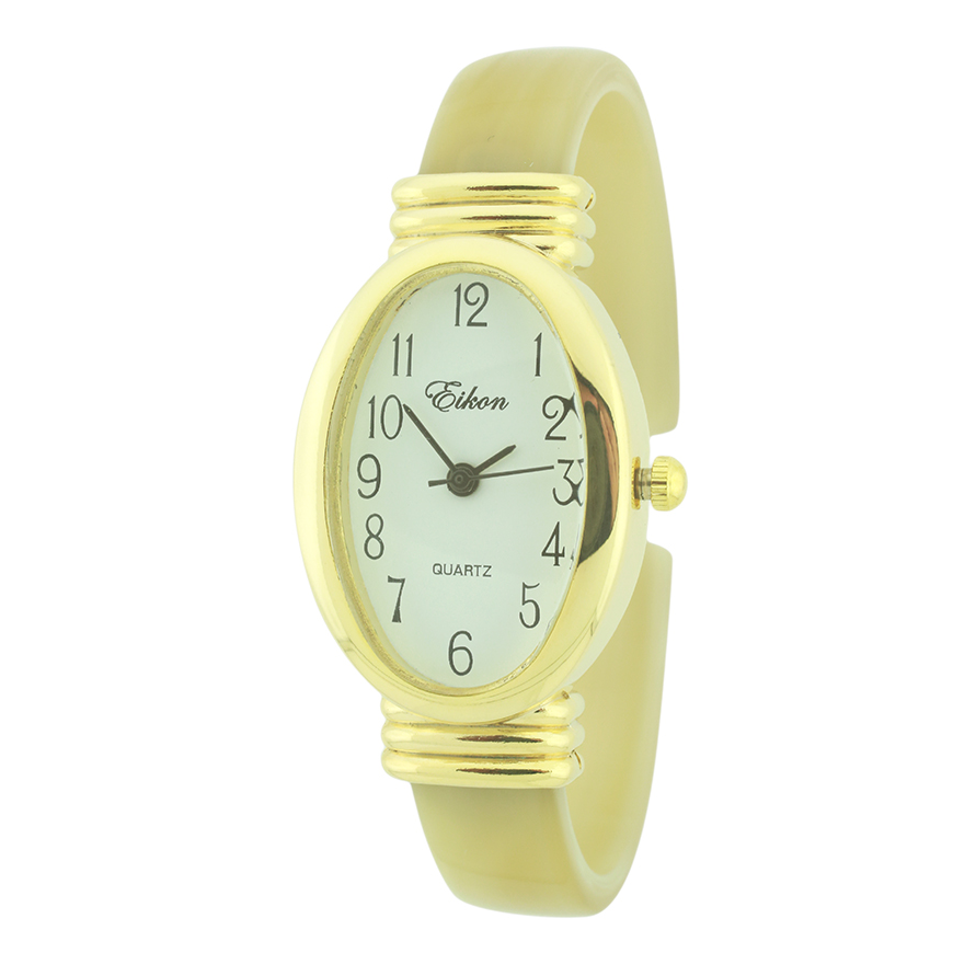 MEDIUM SIZE OVAL FACE CUFF WATCH( GOLD FACE)