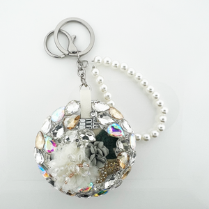 Circle Crystal Mirror Key Chain with "5"number