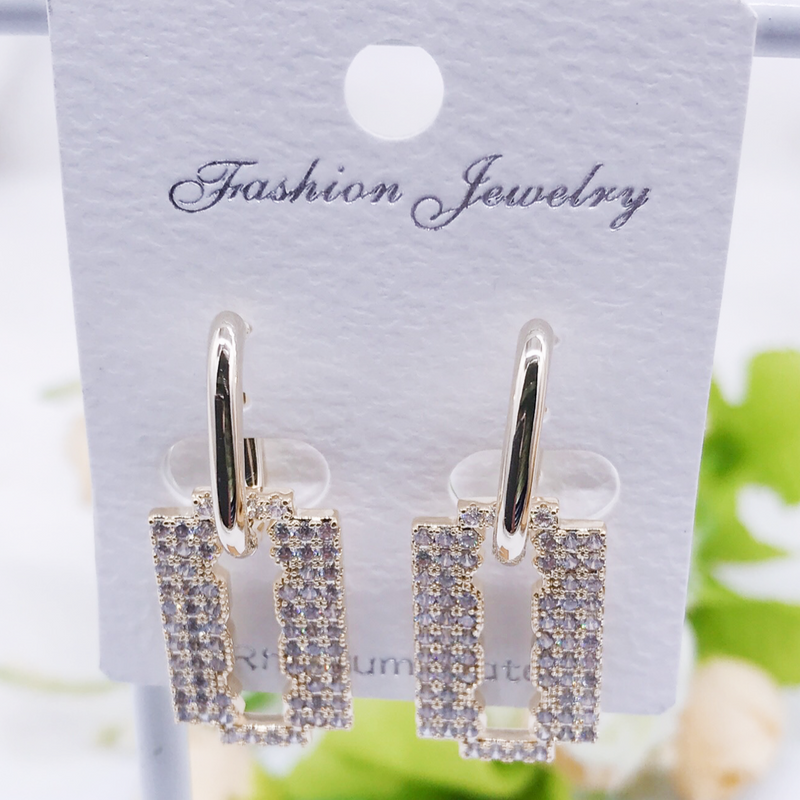 C.Z Rhodium Plated Crystal Earring