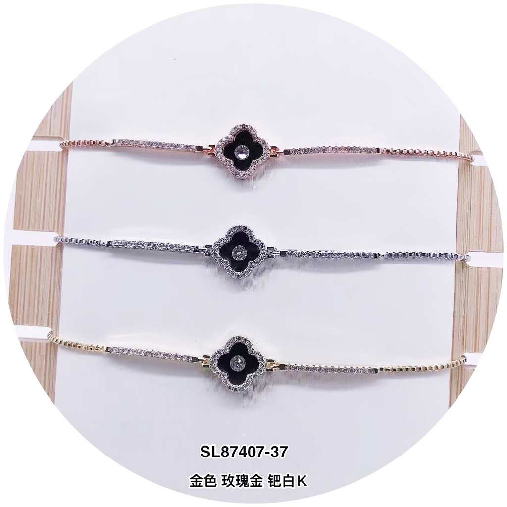 "Four Leaf" C.Z Crystal Adjustable Bracelet