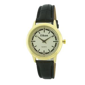 Medium Round Face Strap Watch(Gold face)