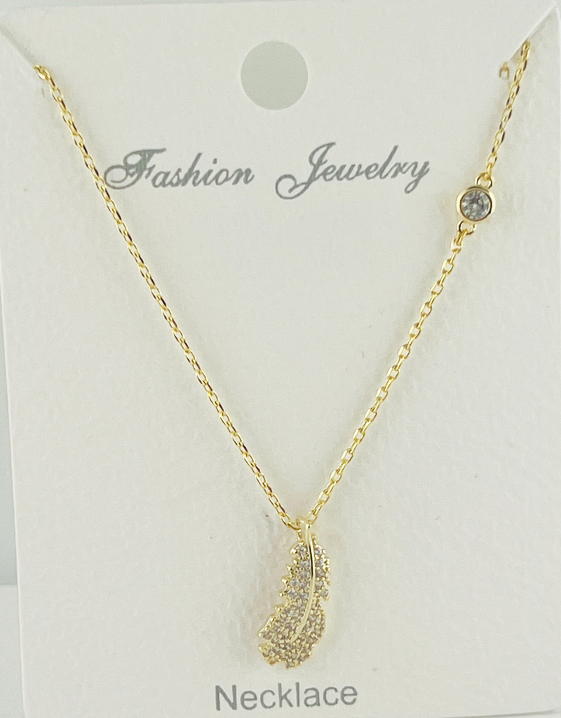 “Leaf” C.Z Crystal necklace