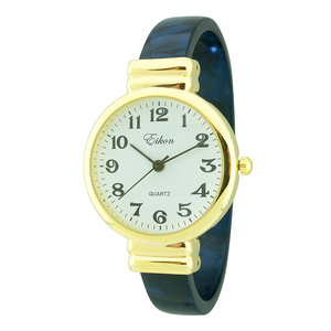 Round Plain Face Hard Plastic Cuff With Cloud Color Band (gold)
